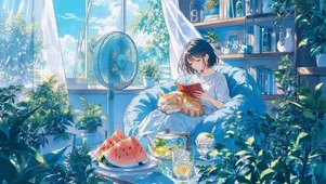夏日书房女孩