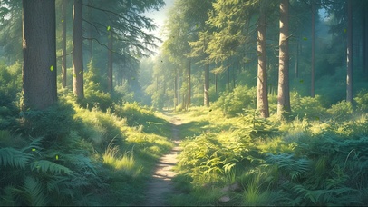 清新绿色森林小径