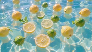 护眼清凉夏日泳池柠檬