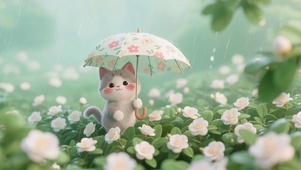 花伞下可爱喵