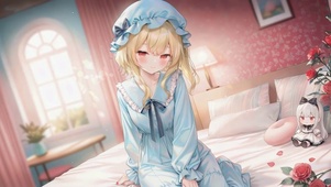 卧室阳光里的睡衣少女