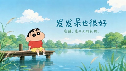 河边发呆的蜡笔小新