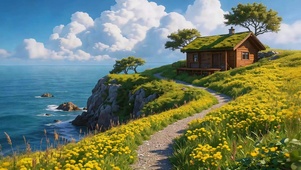 临海悬崖小屋