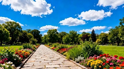 蓝天白云花草树木