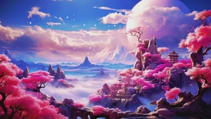 唯美梦幻粉色治愈人间仙境