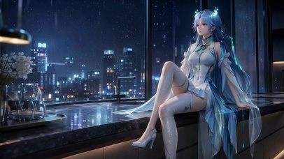 雨夜都市窗边-清宵