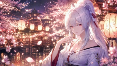 甜美樱下灯市少女-绯雪