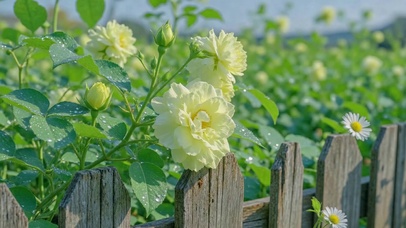 雨后蔷薇清新花田