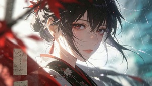 霜色里的红枫少女