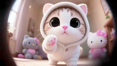 敲镜头的呆萌小猫