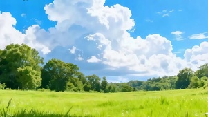 护眼白云花草树带鱼屏