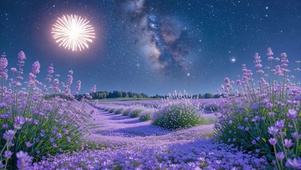 绚烂烟花薰衣草田