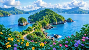 护眼远眺山水湖泊