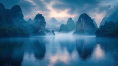 静谧清晨迷雾群岛