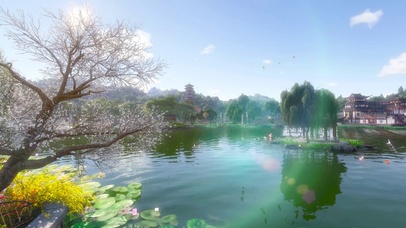 三月江南湖畔花开