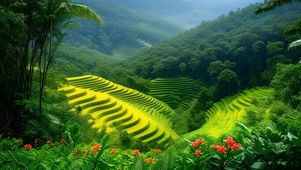 绿色护眼梯田花草树木