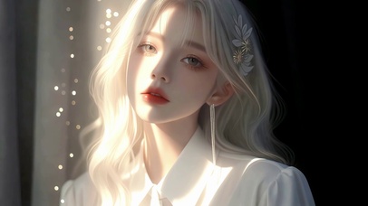 纯欲白毛窗边女孩