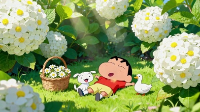 花丛午睡-蜡笔小新