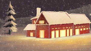 冬季下雪天的圣诞夜