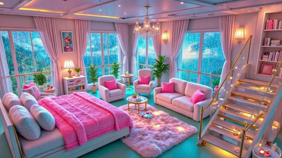 【雨景】海边的温馨卧室