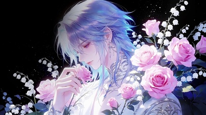 唯美蔷薇花美男