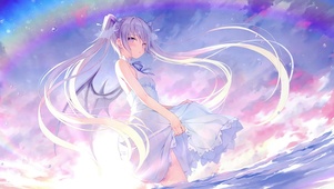 炫彩天空下的女孩