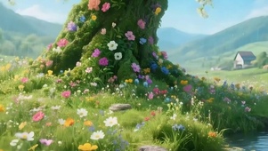 护眼树木河流带鱼屏