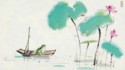 荷花池塘小青蛙
