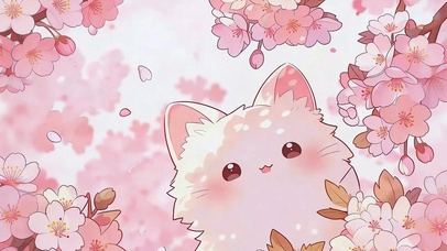 樱花树下小猫