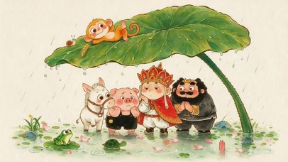 雨天躲雨的师徒