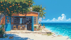 唯美海景果树小屋