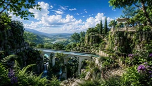 清新绿意山间园林风景