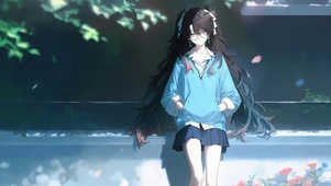 树下恬静可爱女孩