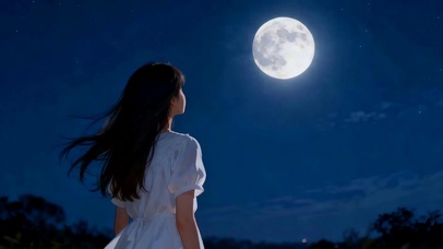 望着夜景女孩