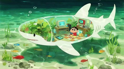 鲨鱼舱里打电动的小新