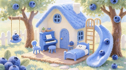 可爱的毛毡蓝莓乐园