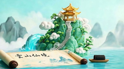 护眼古风山水