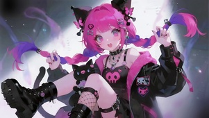 可爱的扯辫子少女