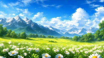 护眼草地花草树木