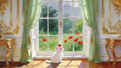 窗外雨天树木