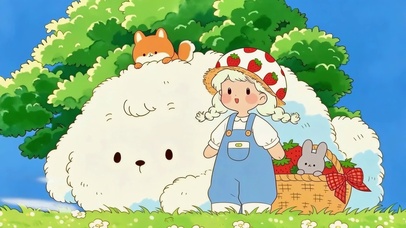 草莓少女与大白狗伙伴