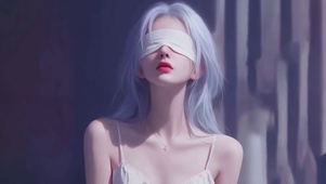 性感治愈白发蒙眼美女