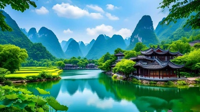 绿色护眼桂林山水