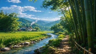 竹径田园乡村 护眼