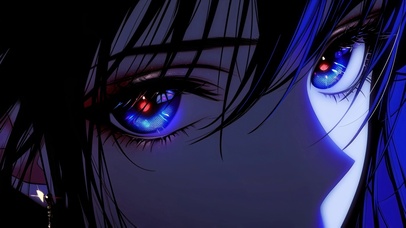 暗蓝氛围少女特写