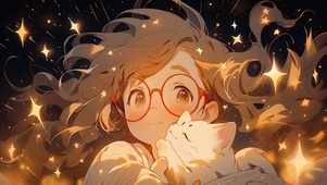 眼睛女孩和猫咪
