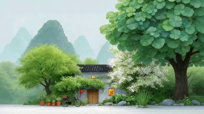 小清新绿色小屋