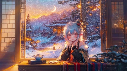 雪中发呆的精灵