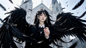 暗黑黑翼天使美少女