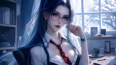 午后办公室眼镜美女